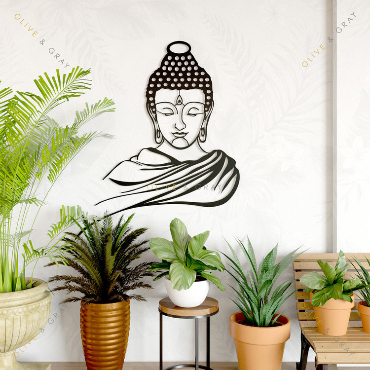 Buddha Metal Wall Sign | Yoga Studio Decor | Meditation Art | Spiritual  accessory | 30 iches | Black