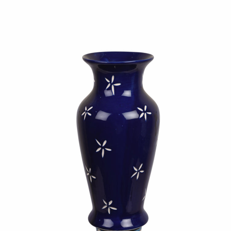 Blue Pot Belly Decorative Ceramic Vase