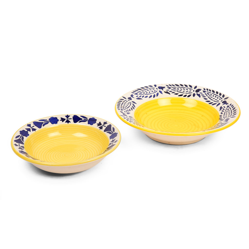 Floral Border Ceramic Pasta Plate (Set of 2)