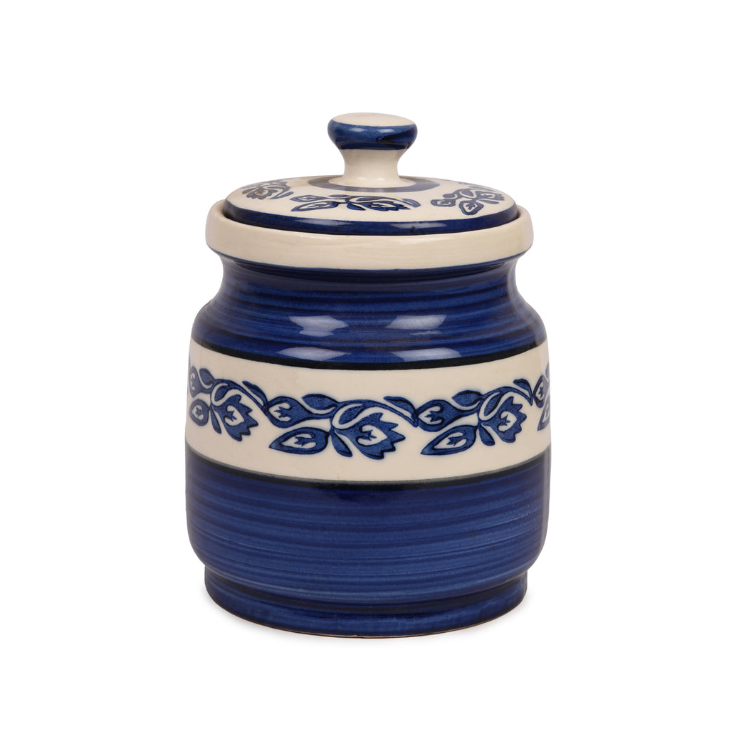 Floral Print Ceramic Storage Jar