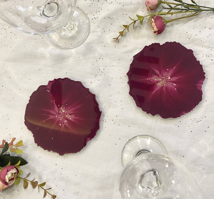Wine Flower Resin Coasters