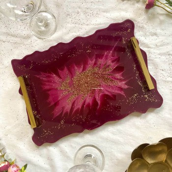 Wine Flower Resin Tray