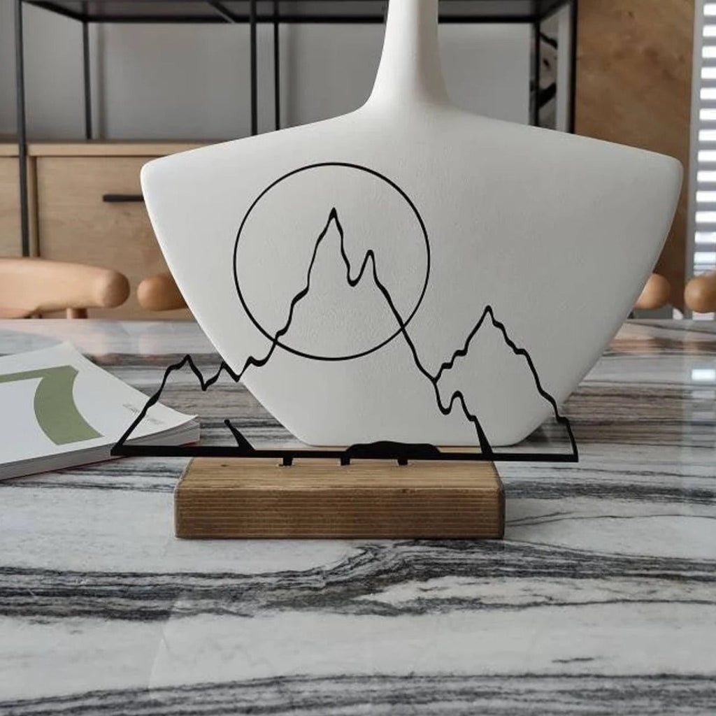 Minimal Design Metal " Mountains Theme " line art shelf and table decor. home and office bookshelf decor