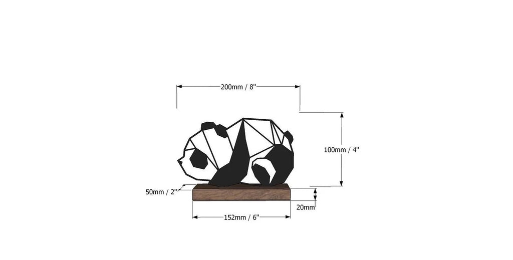 Geometric design "Panda" shelf decor, Free standing wood based metal home and office decor