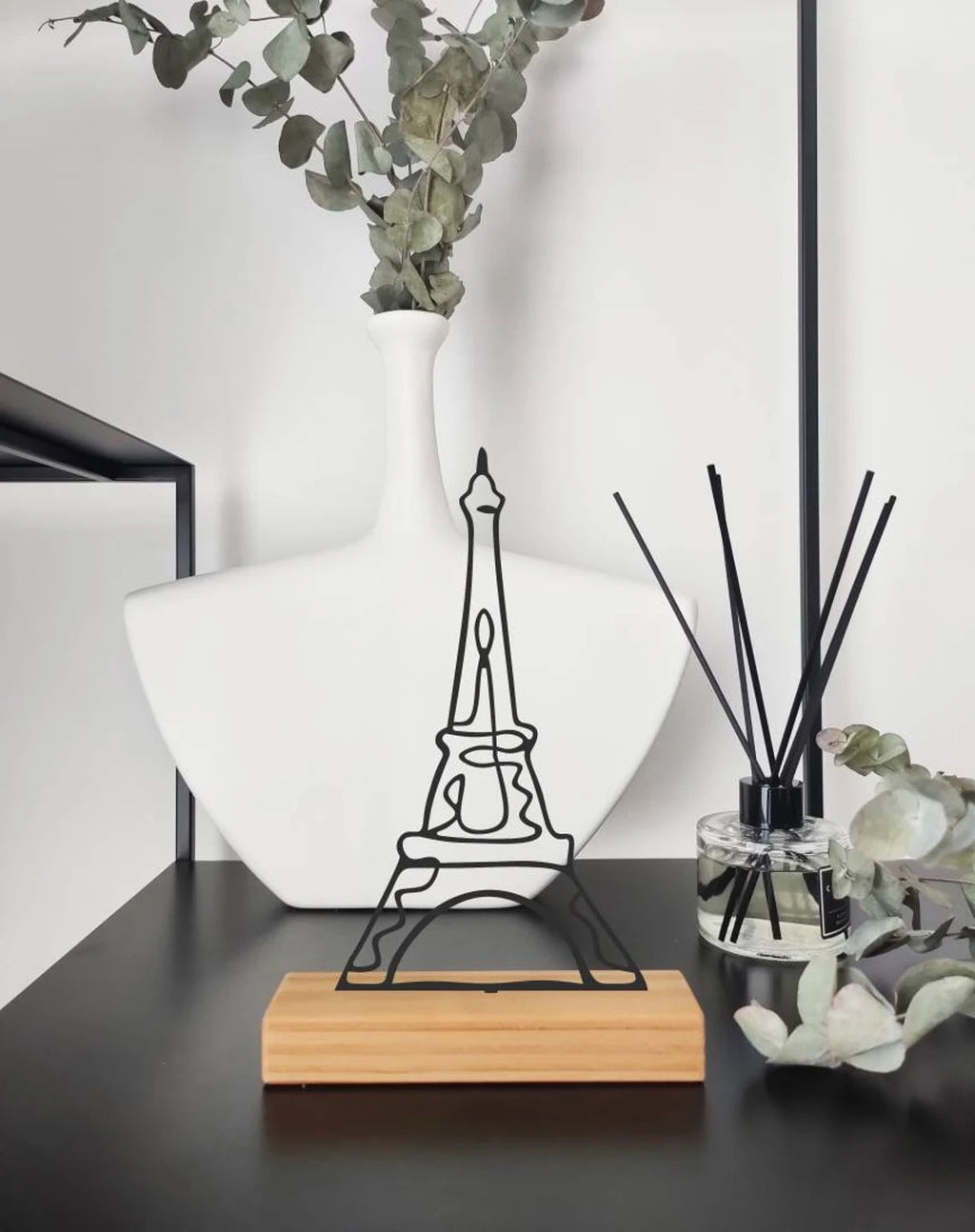 " Eiffel Tower " shelf decor, wood and metal office decor, Paris home decor