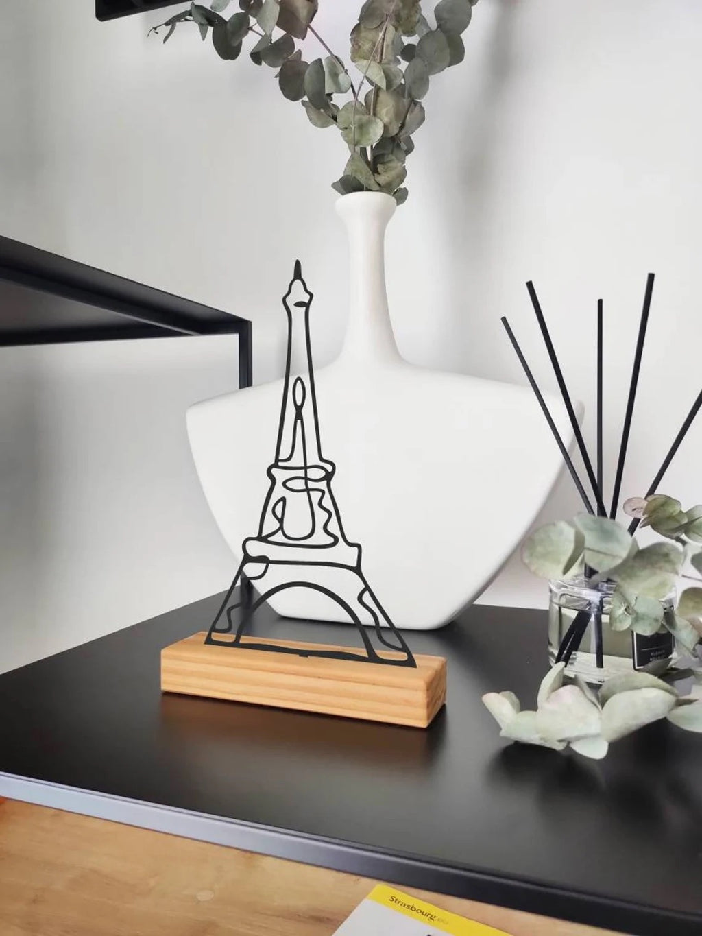 " Eiffel Tower " shelf decor, wood and metal office decor, Paris home decor