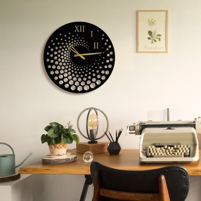 Dark hexa wall clock