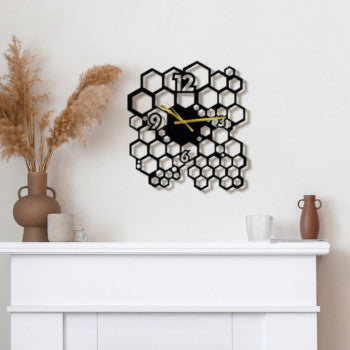 Hexa black wall clock