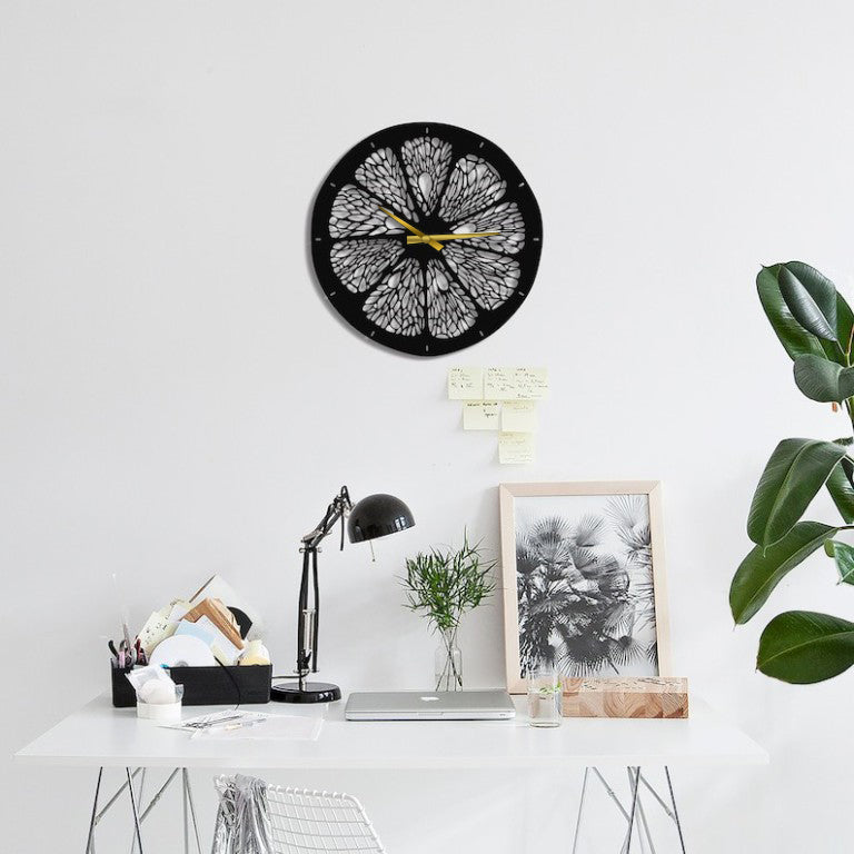 Black Slice Orange wall clock