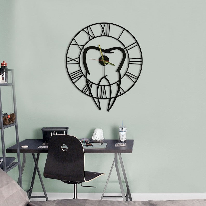 Tooth dental metal wall clock