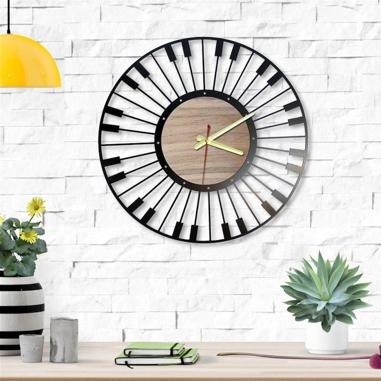 Piano strings metal wall clock