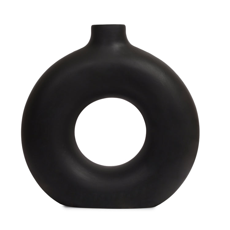 Black Donut Decorative Ceramic Vase