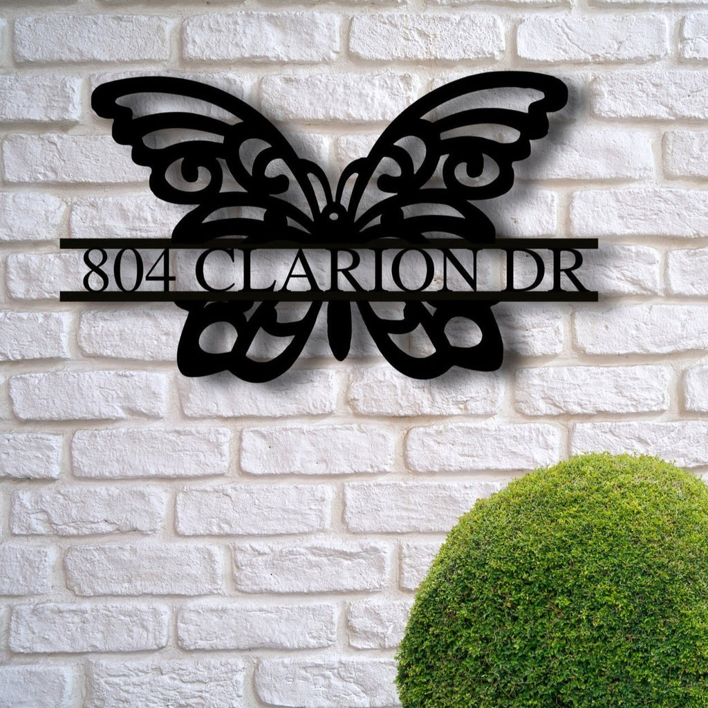 Custom Butterfly Address Sign