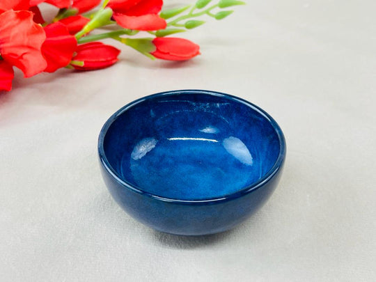 Glossy Blue Handmade Ceramic Bowl