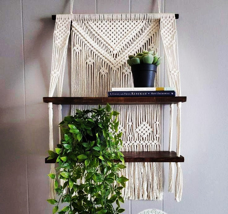 Macrame Curtain double Selves Hanger