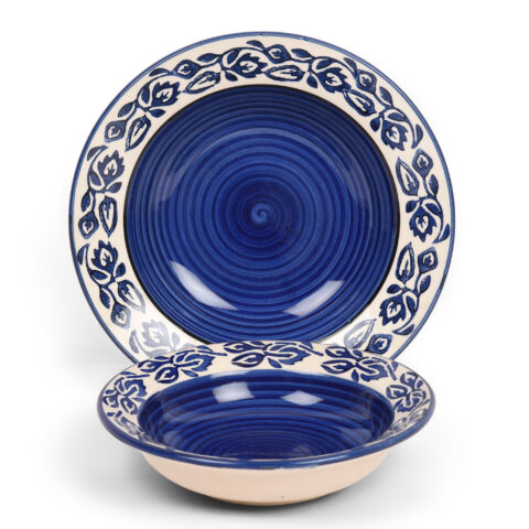 Blue Bale Design Ceramic Pasta Plate (Set of 2)