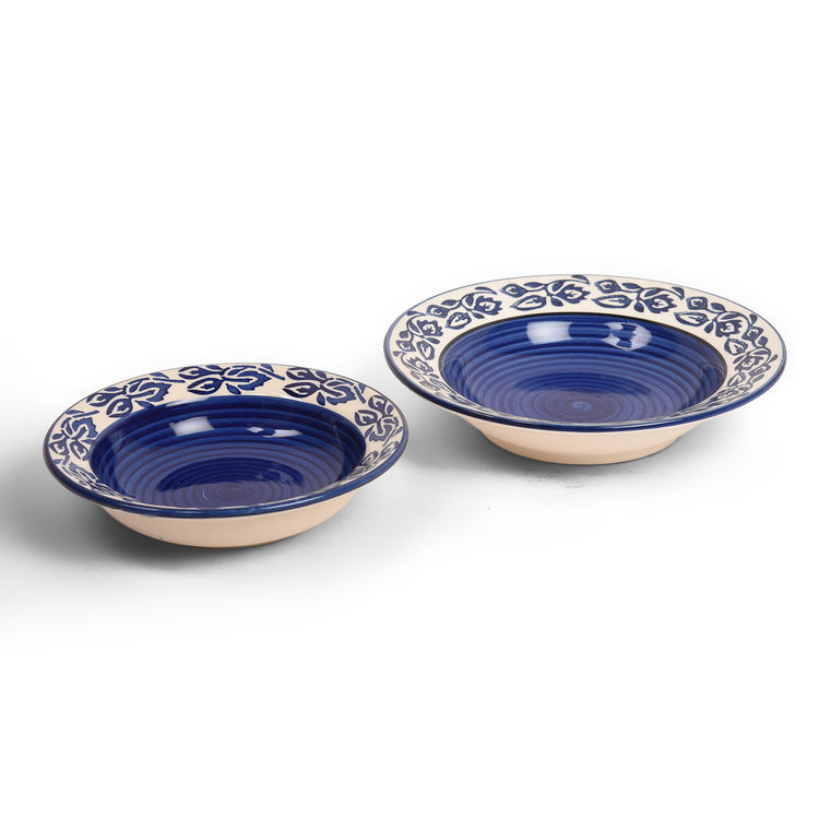 Blue Bale Design Ceramic Pasta Plate (Set of 2)