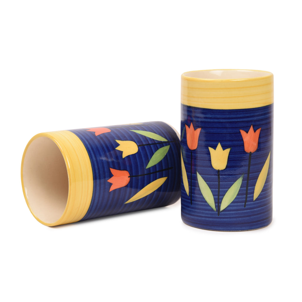 Ceramic Flower Print Design Tumbler (Sets of 2)