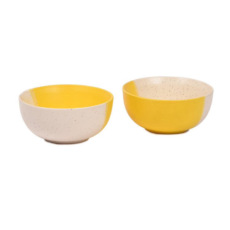 Dual Color Ceramic Dinner Bowl Set (Set of 2)