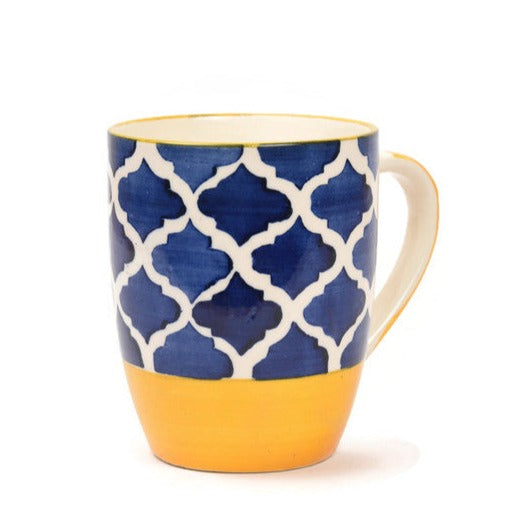 Dual Mesh Design Ceramic Coffee Mugs (Set of 2)
