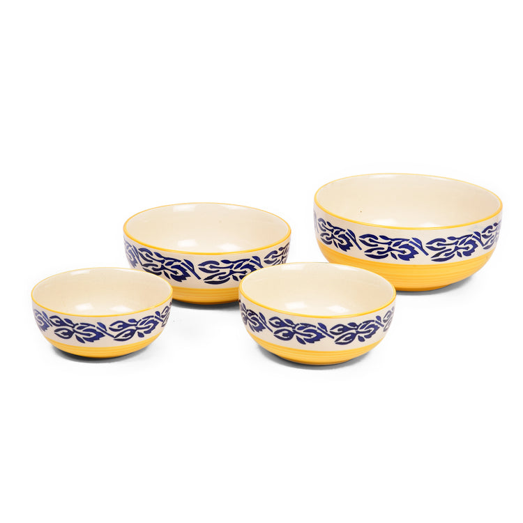 Floral Print Ceramic Mixing Bowls Set (Set of 4)
