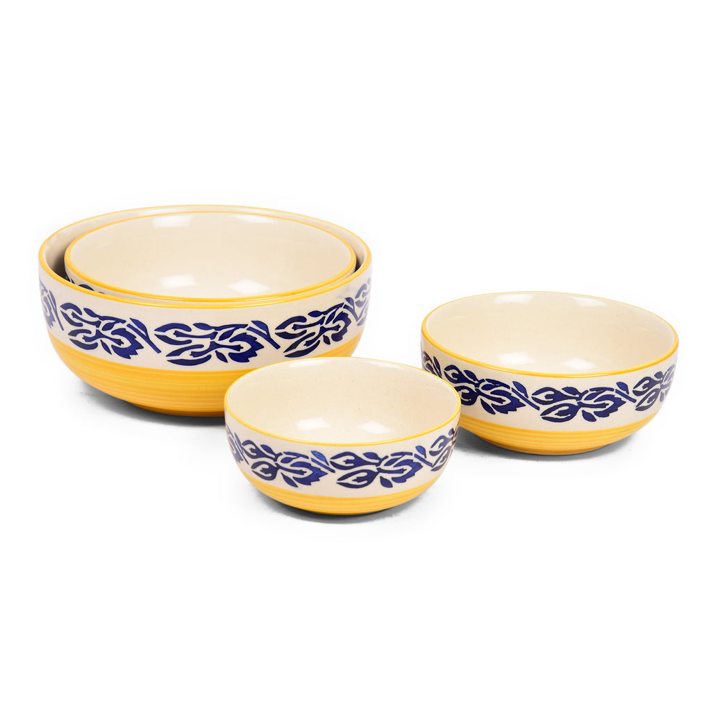 Floral Print Ceramic Mixing Bowls Set (Set of 4)