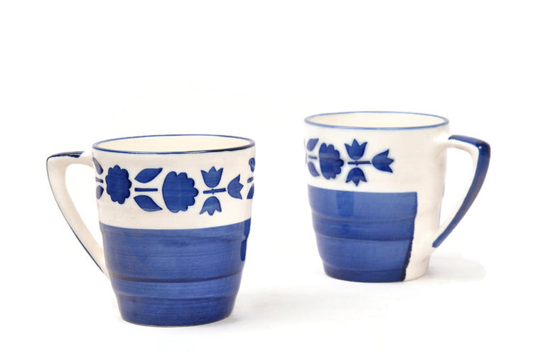 Floral Print Design Ceramic Coffee Mugs (Set of 2)