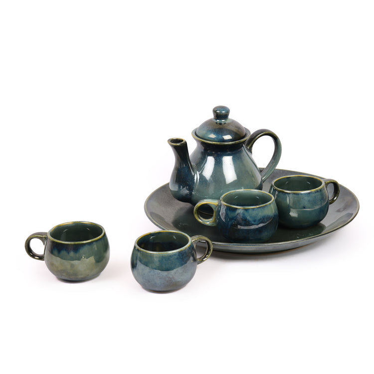 Green Ceramic Tea Pot Set
