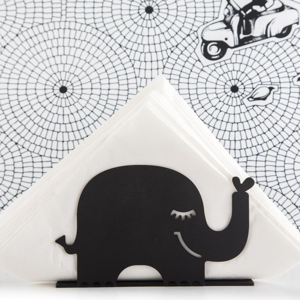 Metal Napkin Holder Black Elephant