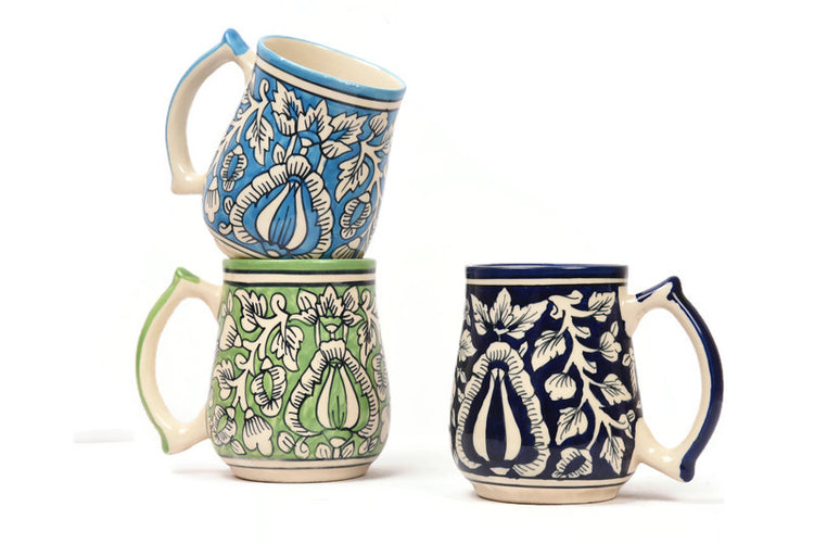 Khurja Pottery Ceramic Coffee Mugs (Set of 3)