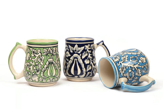 Khurja Pottery Ceramic Coffee Mugs (Set of 3)