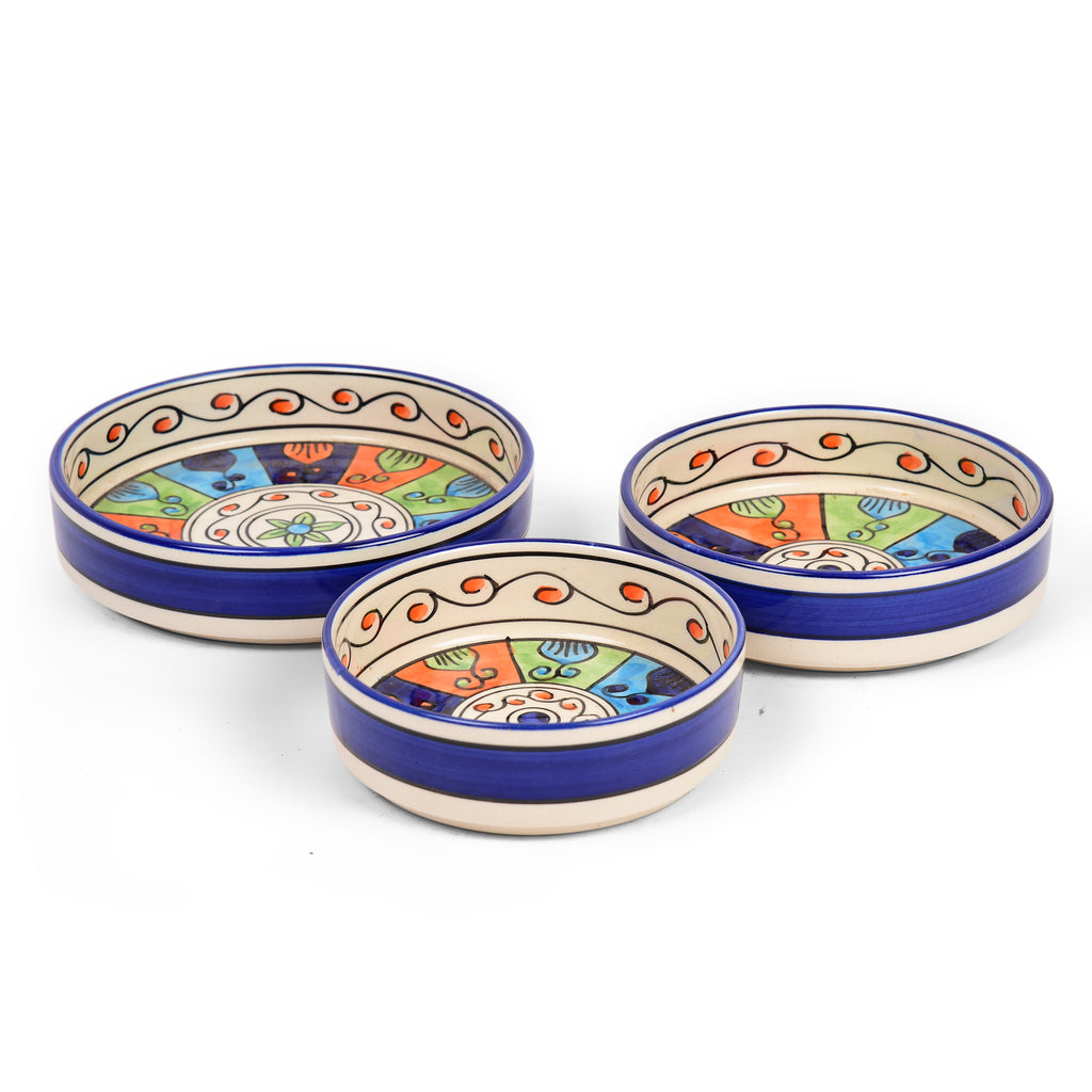 Multi Pattern Ceramic Salad Bowls Set (Set of 3)