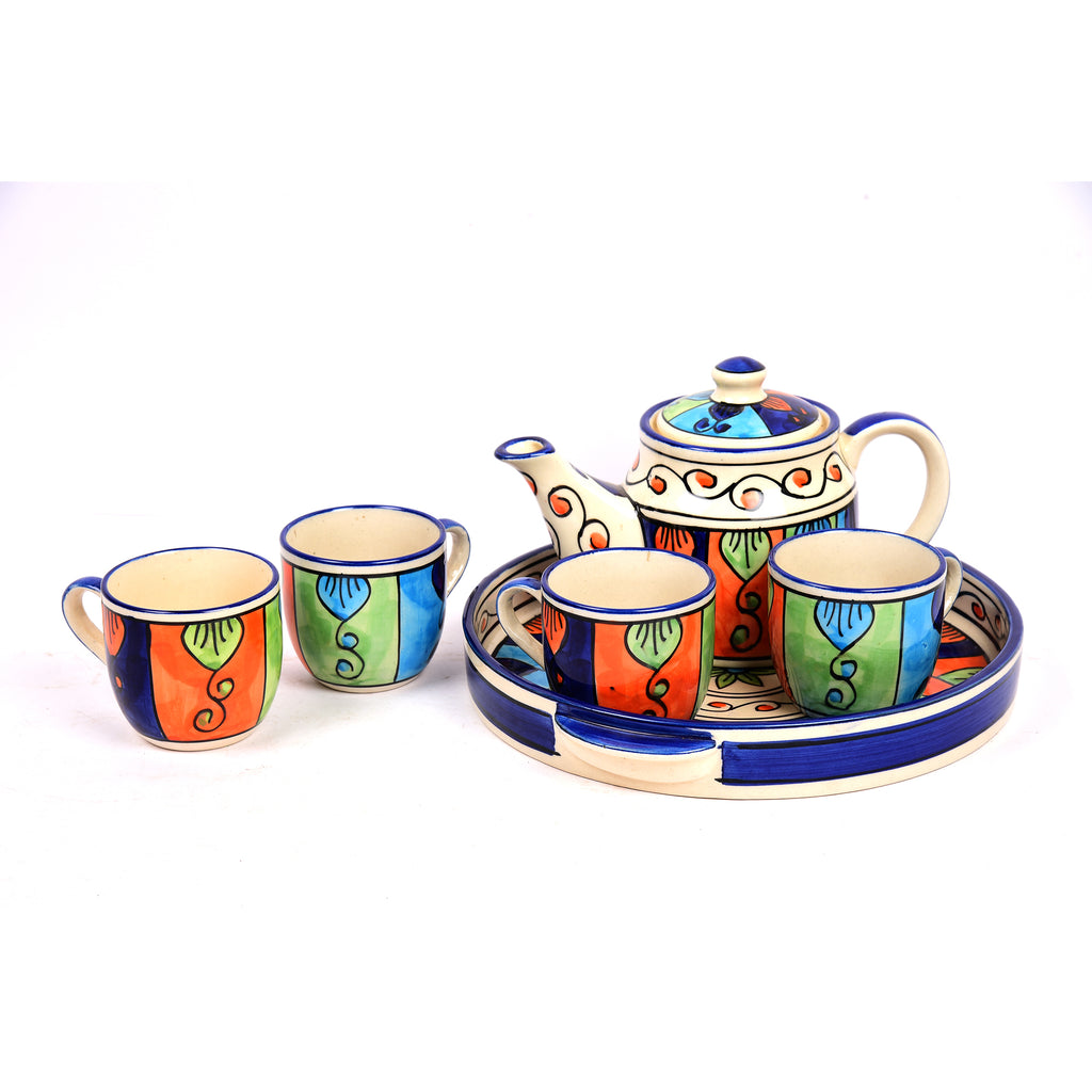 Multicolor Ceramic Tea Pot Set