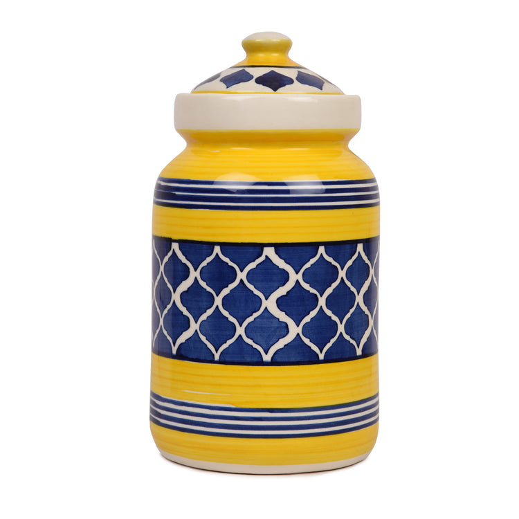 Multi Pattern Ceramic Storage Jar