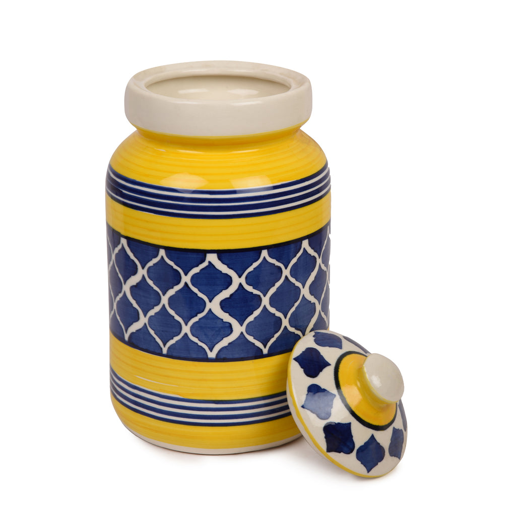 Multi Pattern Ceramic Storage Jar