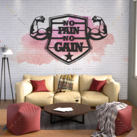 No Pain No Gain Metal Wall Art