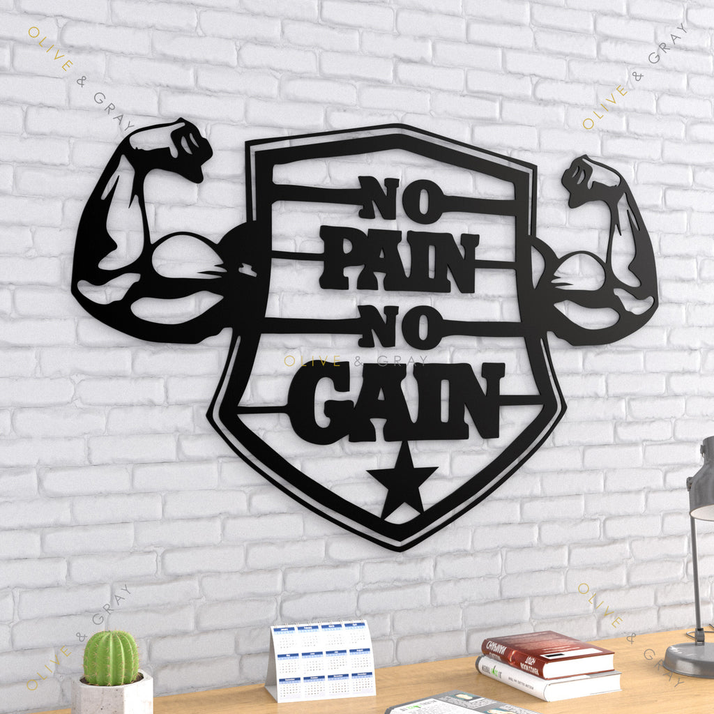 No Pain No Gain Metal Wall Art