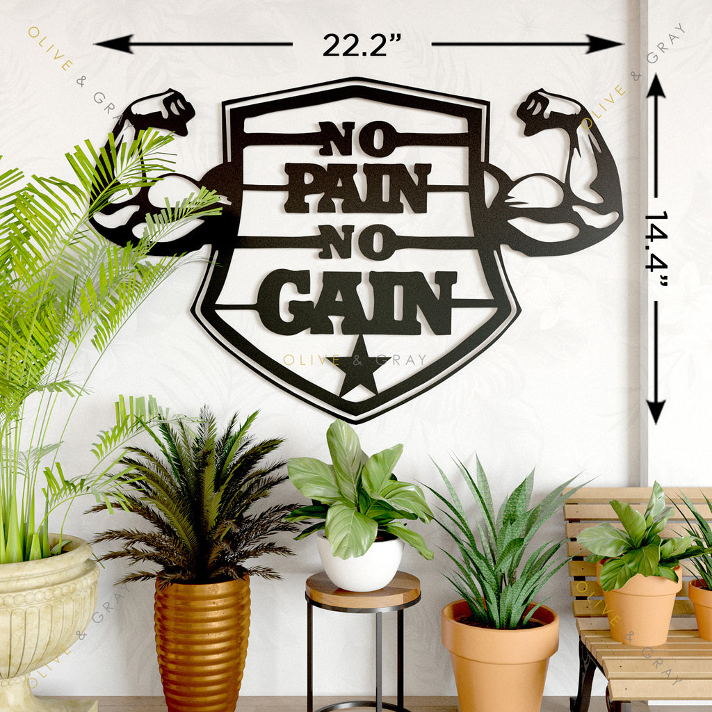 No Pain No Gain Metal Wall Art