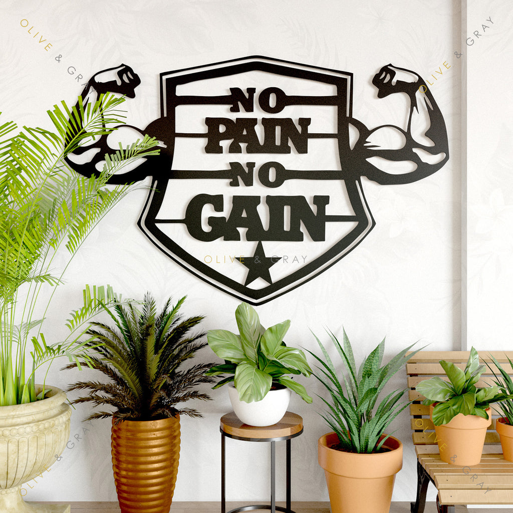 No Pain No Gain Metal Wall Art