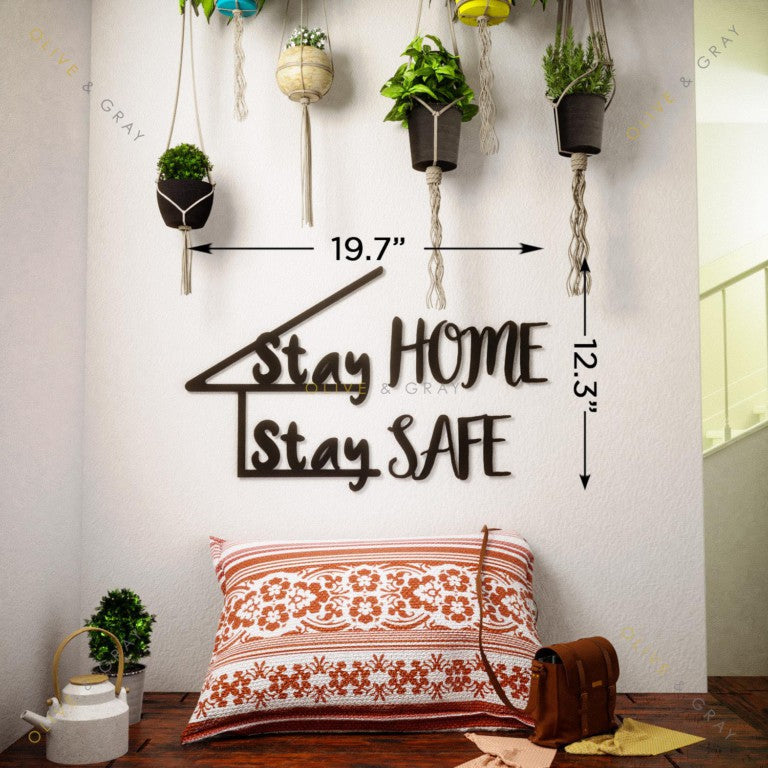 Stay Home, Stay Safe Metal Wall Art